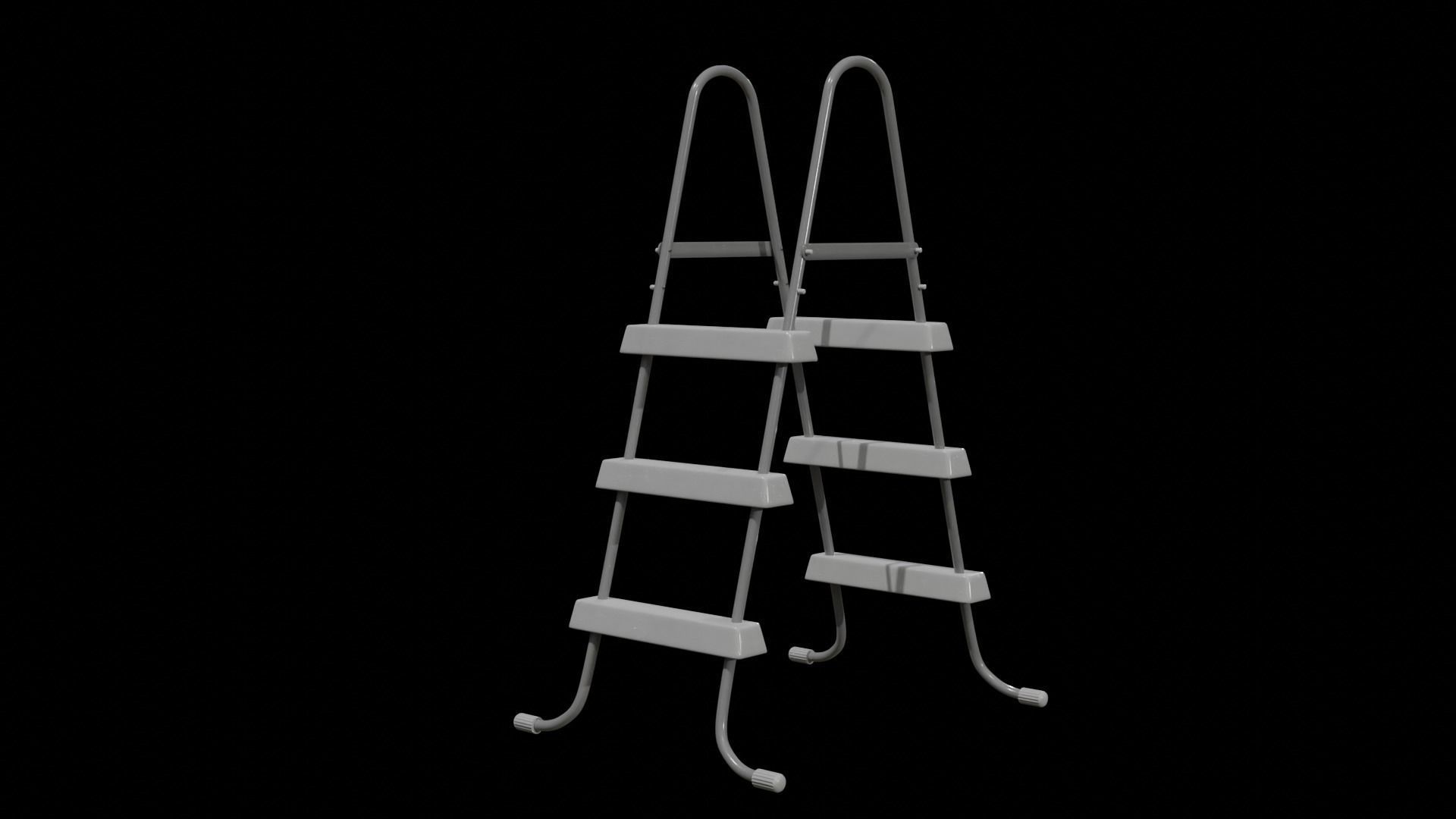 Swimming Pool Ladder Steel Frame-grey painted Low-poly 3D model_3