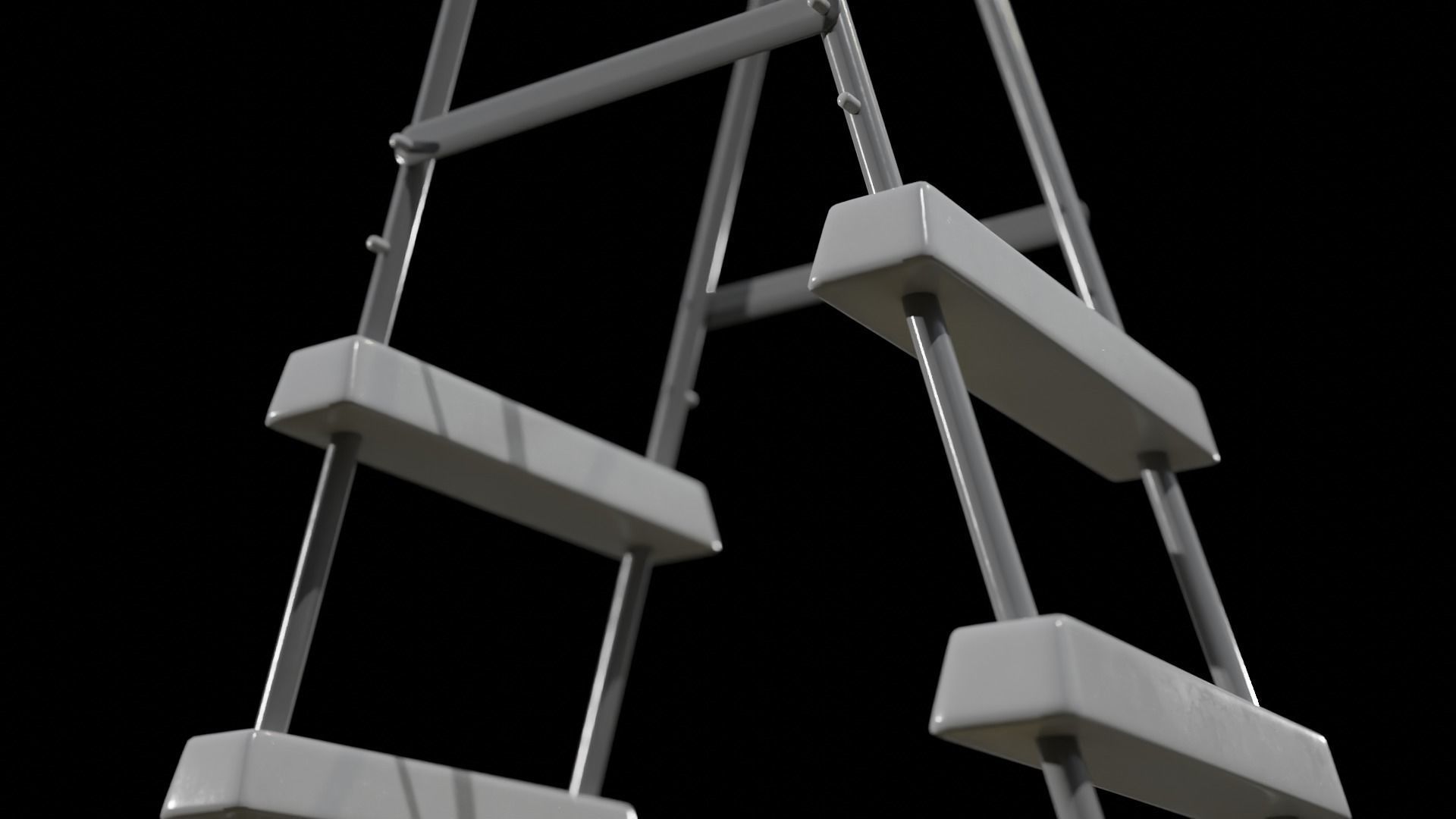 Swimming Pool Ladder Steel Frame-grey painted Low-poly 3D model_6