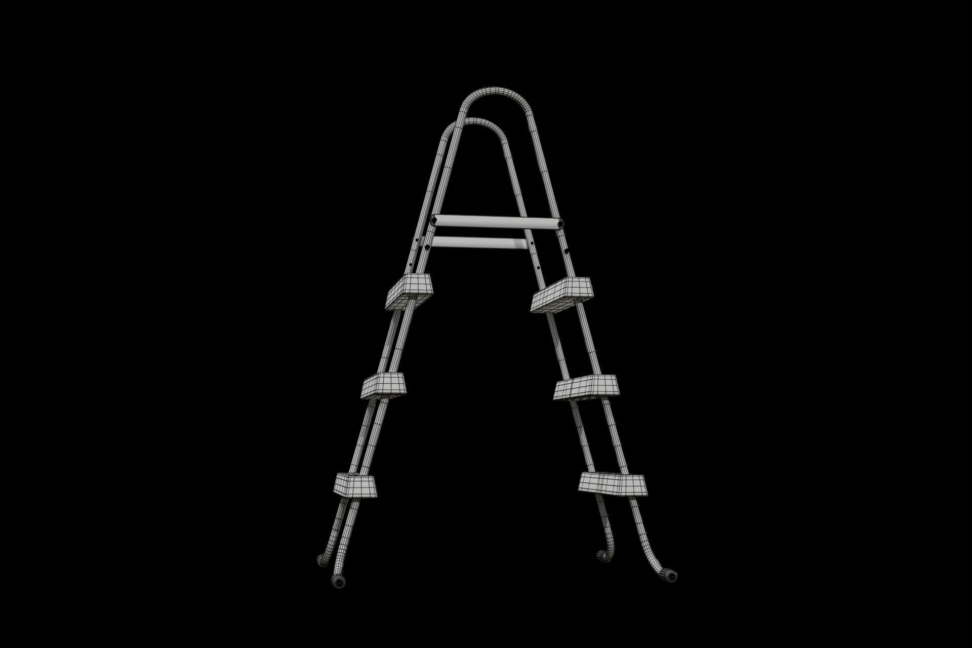 Swimming Pool Ladder Steel Frame-grey painted Low-poly 3D model_8