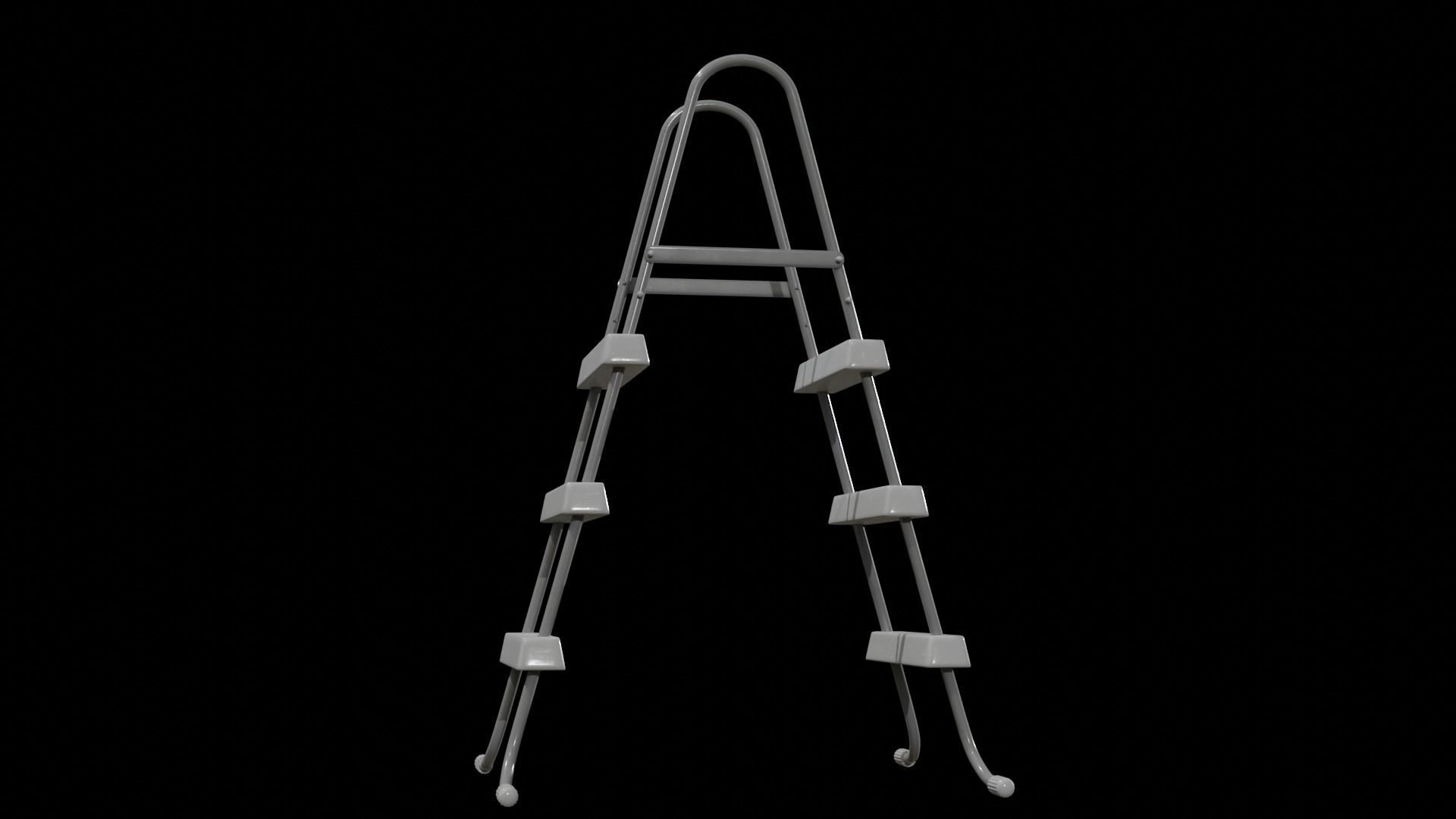 Swimming Pool Ladder Steel Frame-grey painted Low-poly 3D model_4