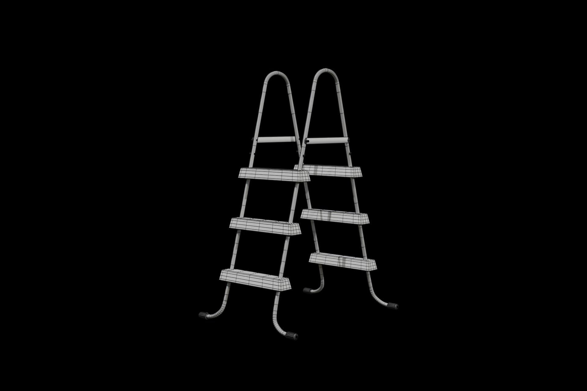 Swimming Pool Ladder Steel Frame-grey painted Low-poly 3D model_7