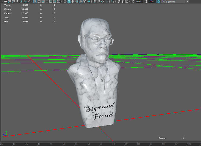 PBR Statue bust of person Low-poly 3D model