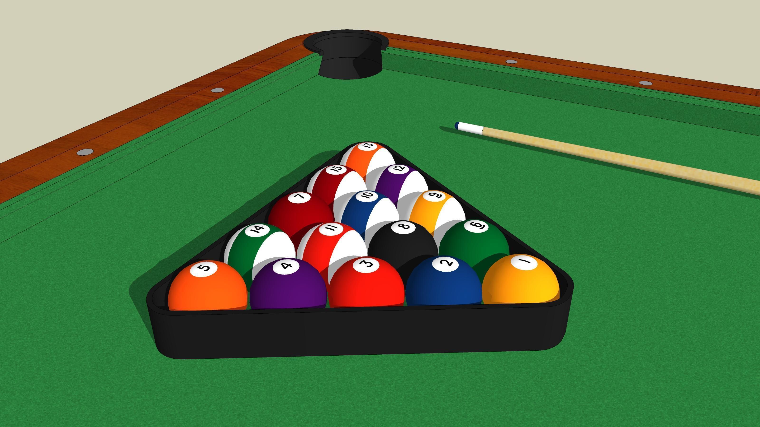 3D model eightball Pool Table Billiards Set CGTrader