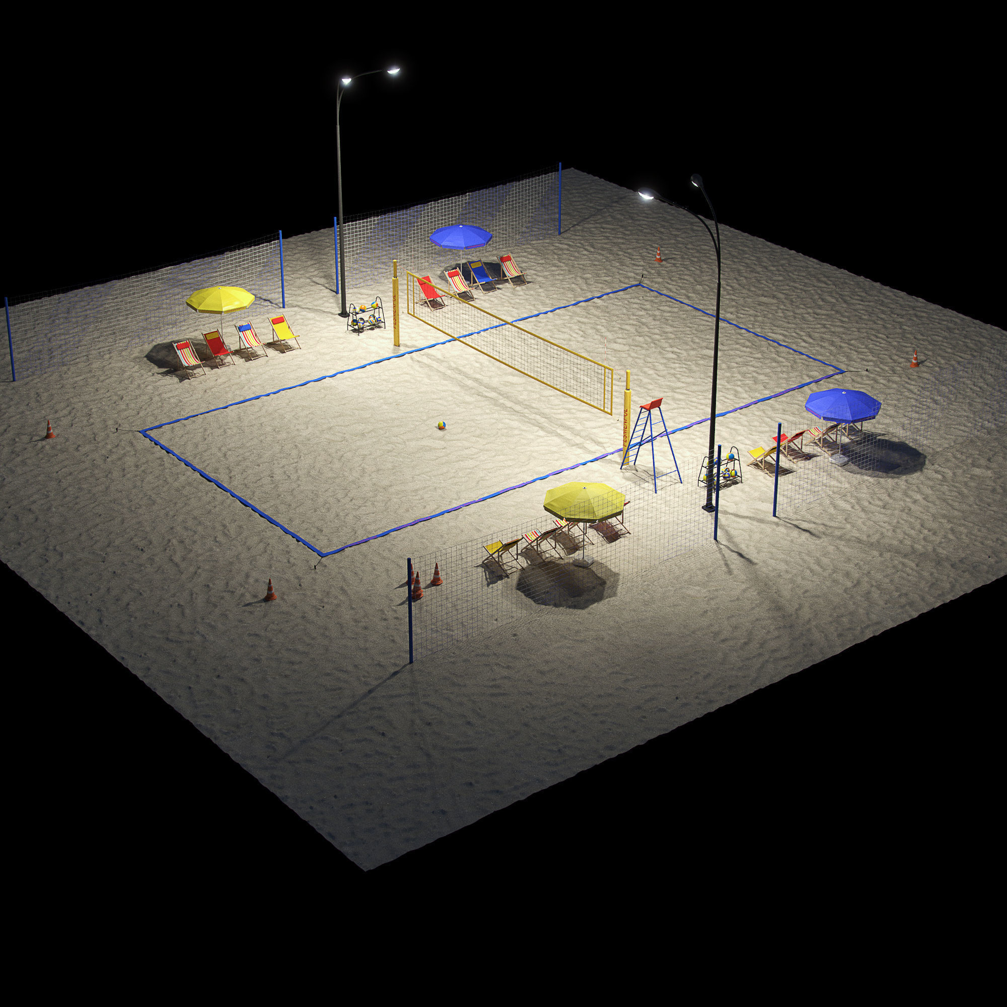 Volleyball court 3D model_10