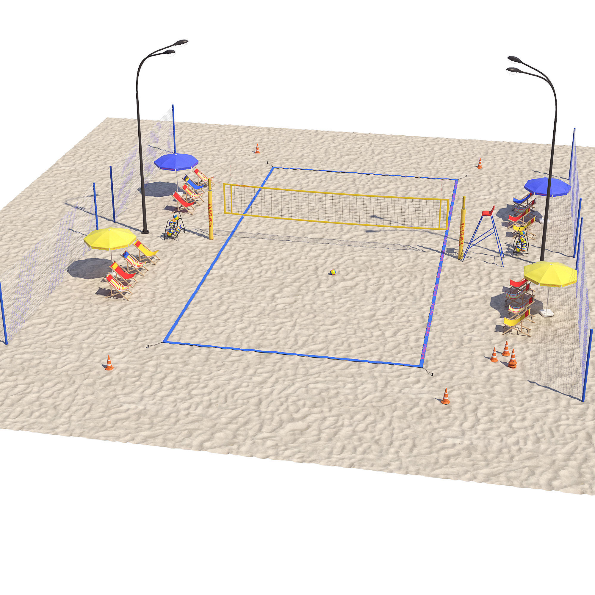 Volleyball court 3D model_1