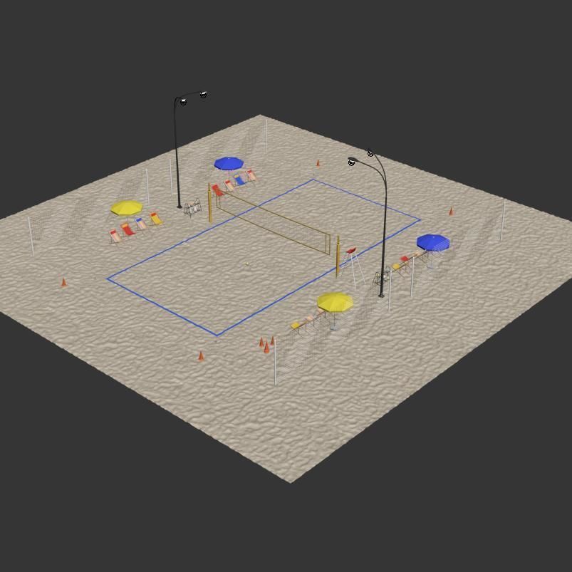 Volleyball court 3D model_11