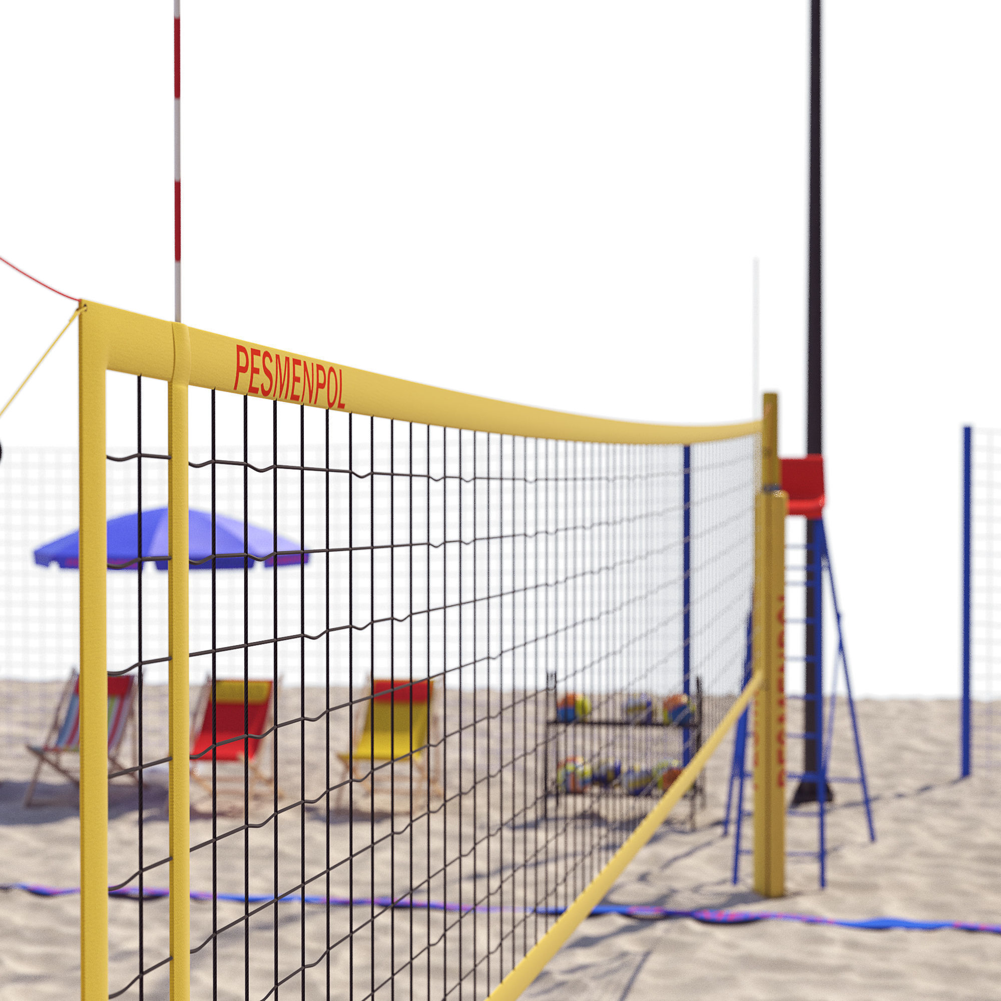 Volleyball court 3D model_9