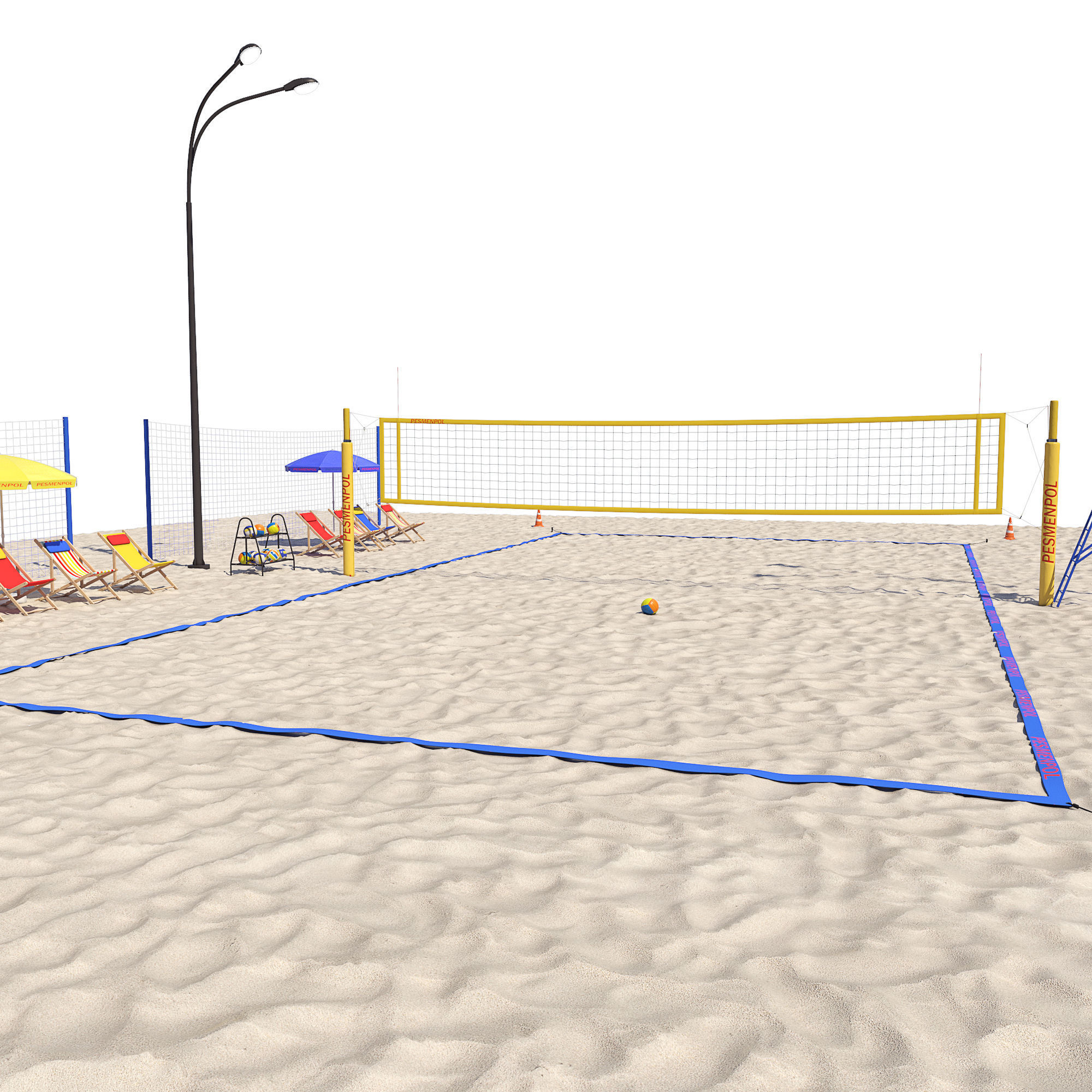 Volleyball court 3D model_4