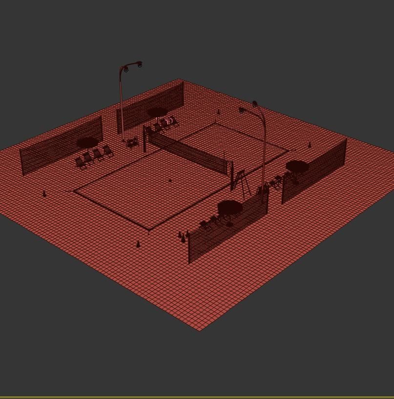 Volleyball court 3D model_12