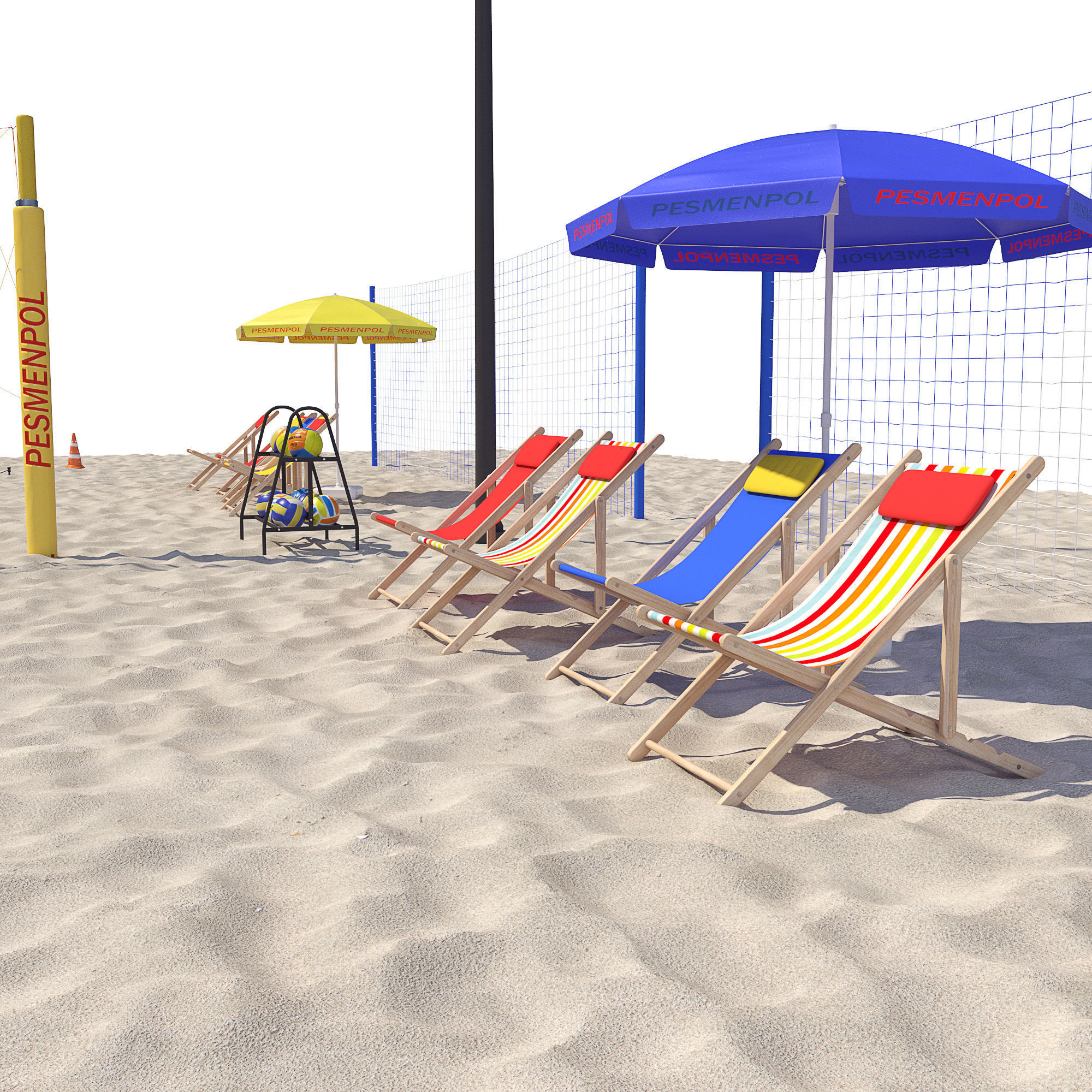 Volleyball court 3D model_6