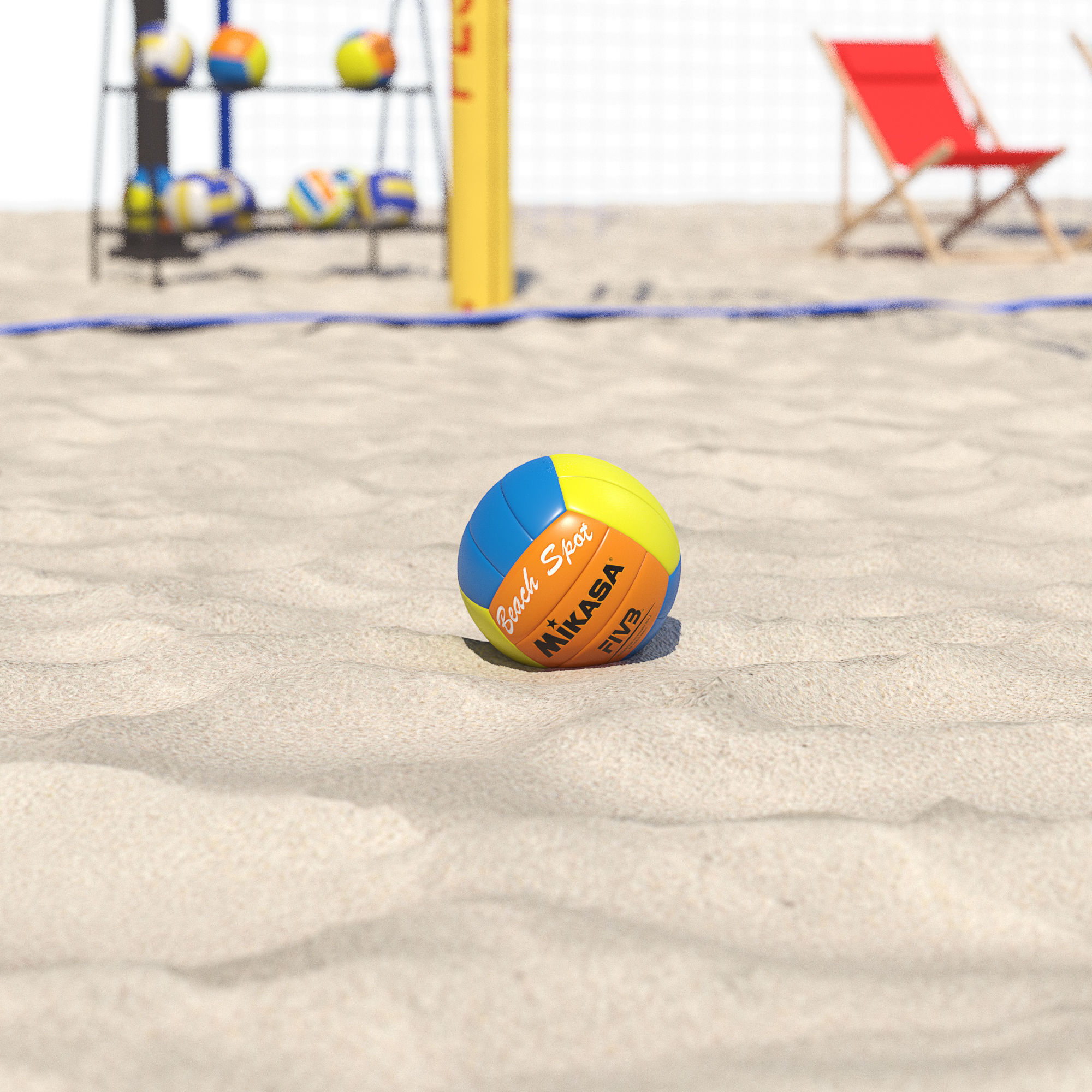 Volleyball court 3D model_7