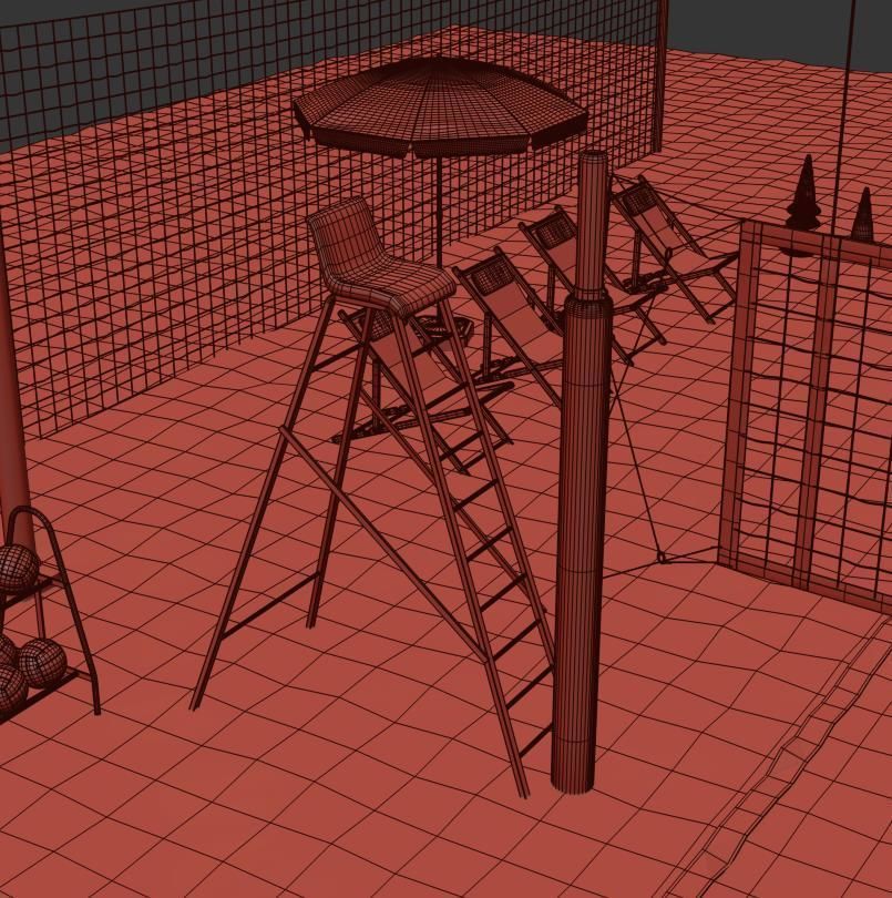 Volleyball court 3D model_14