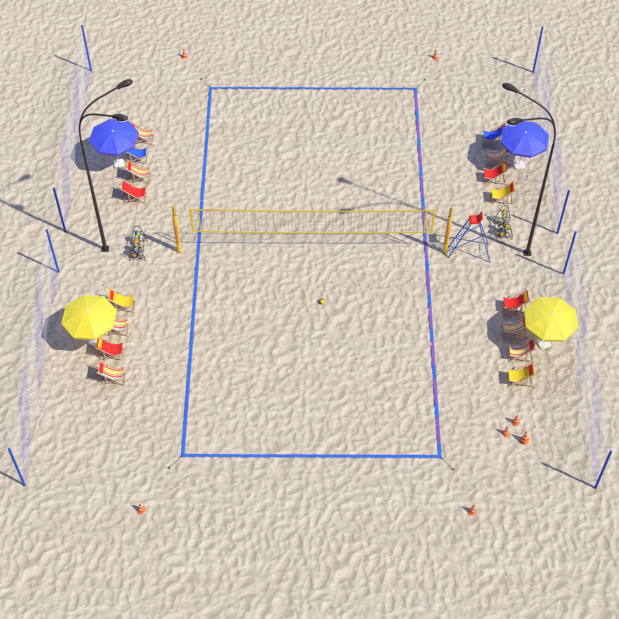 Volleyball court 3D model_3
