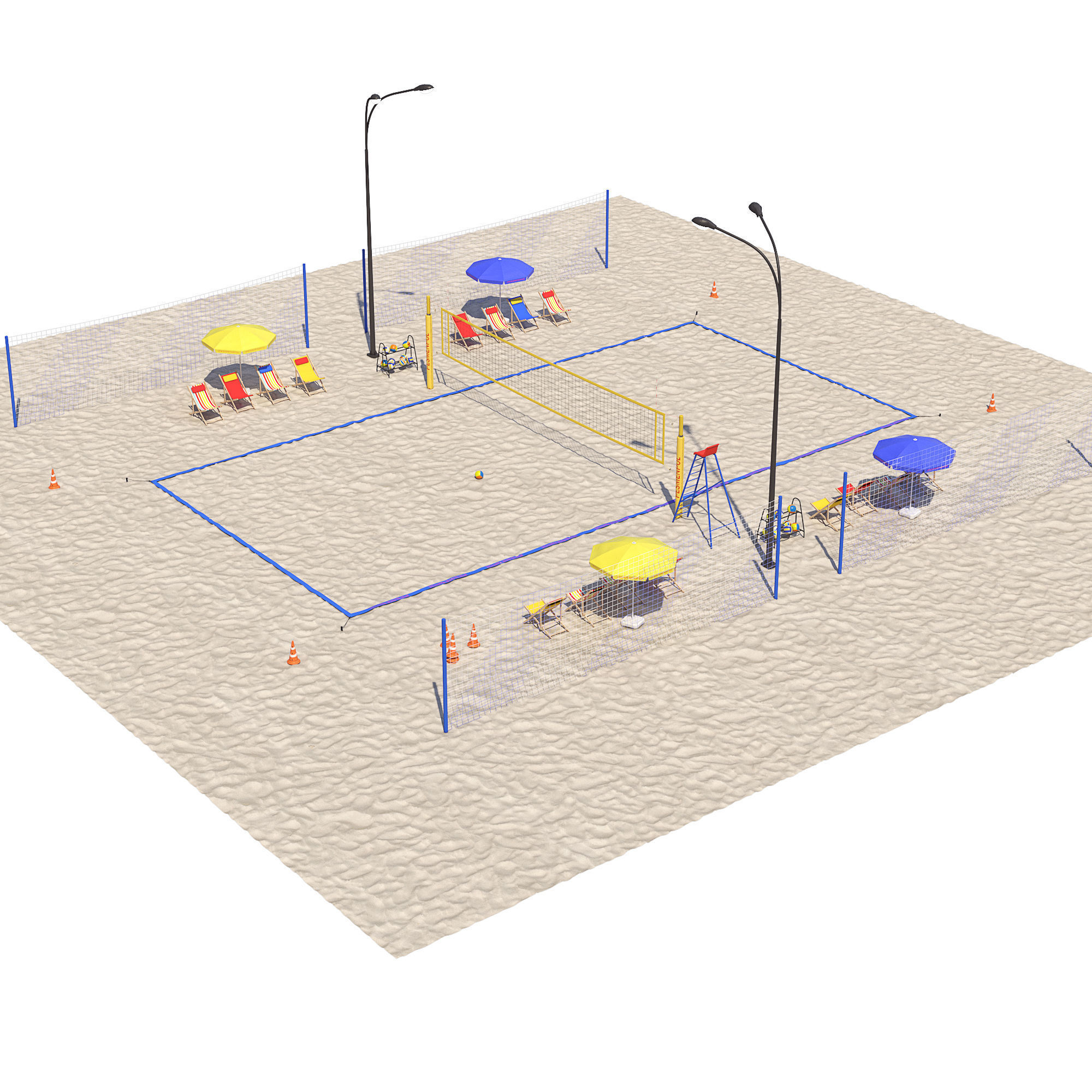 Volleyball court 3D model_2