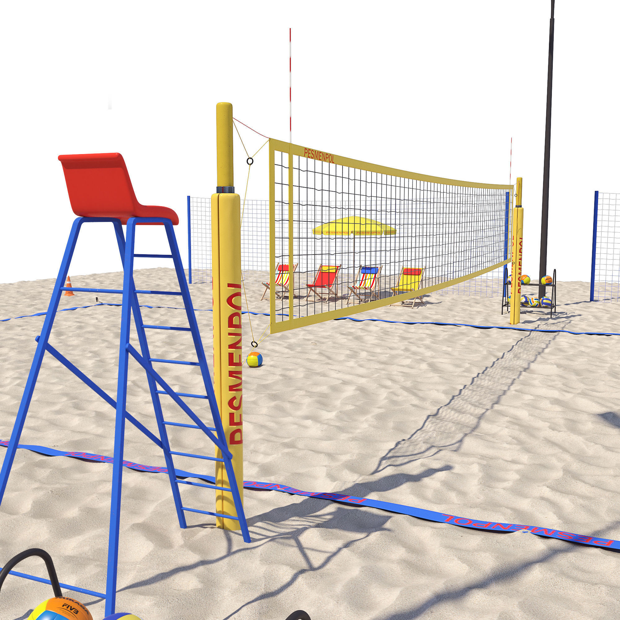Volleyball court 3D model_5