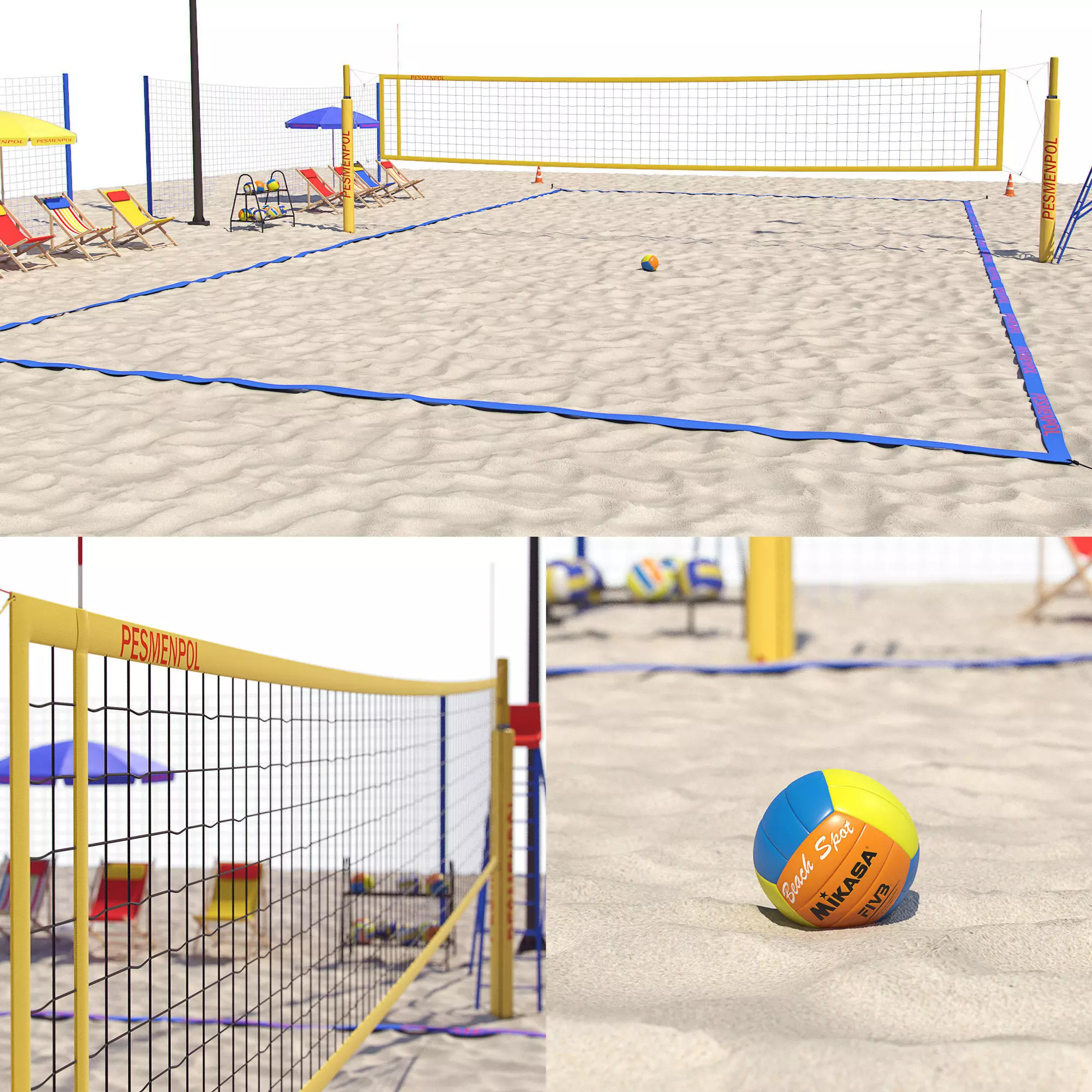 Volleyball court 3D model_0