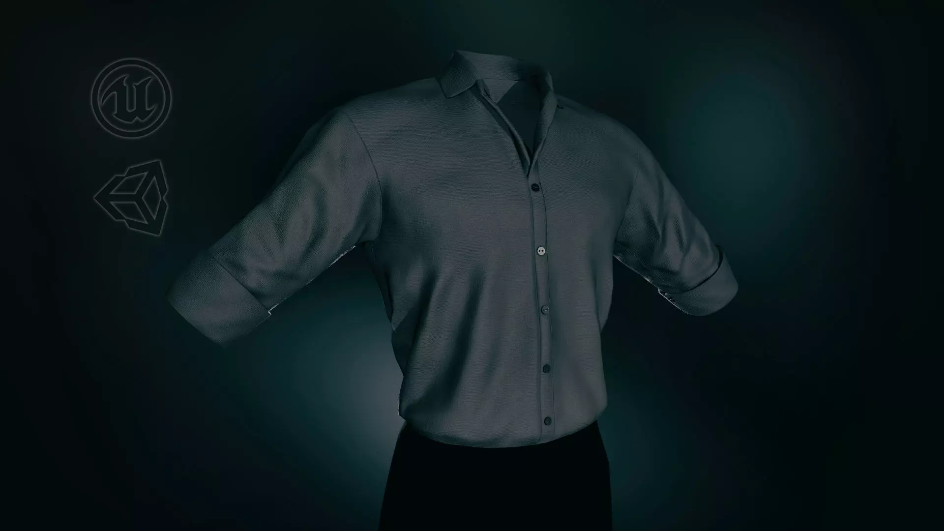 Black Suit Shirt Rolled Sleeve Low-poly 3D model