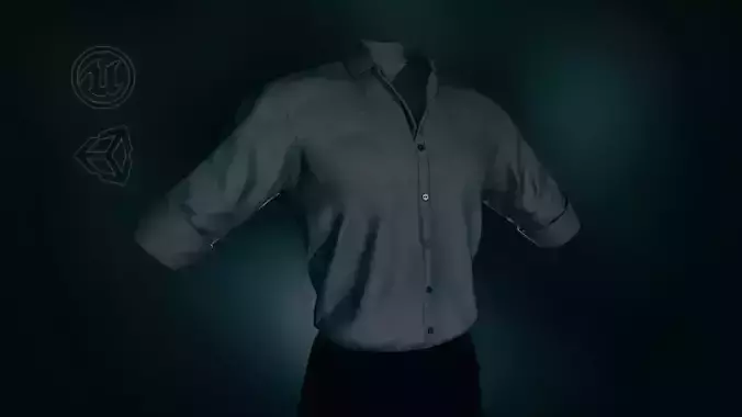 Black Suit Shirt Rolled Sleeve Low-poly 3D model