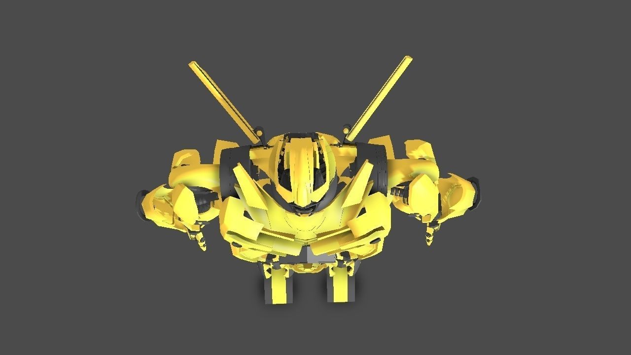 Bumblebee robot Low-poly 3D model_5