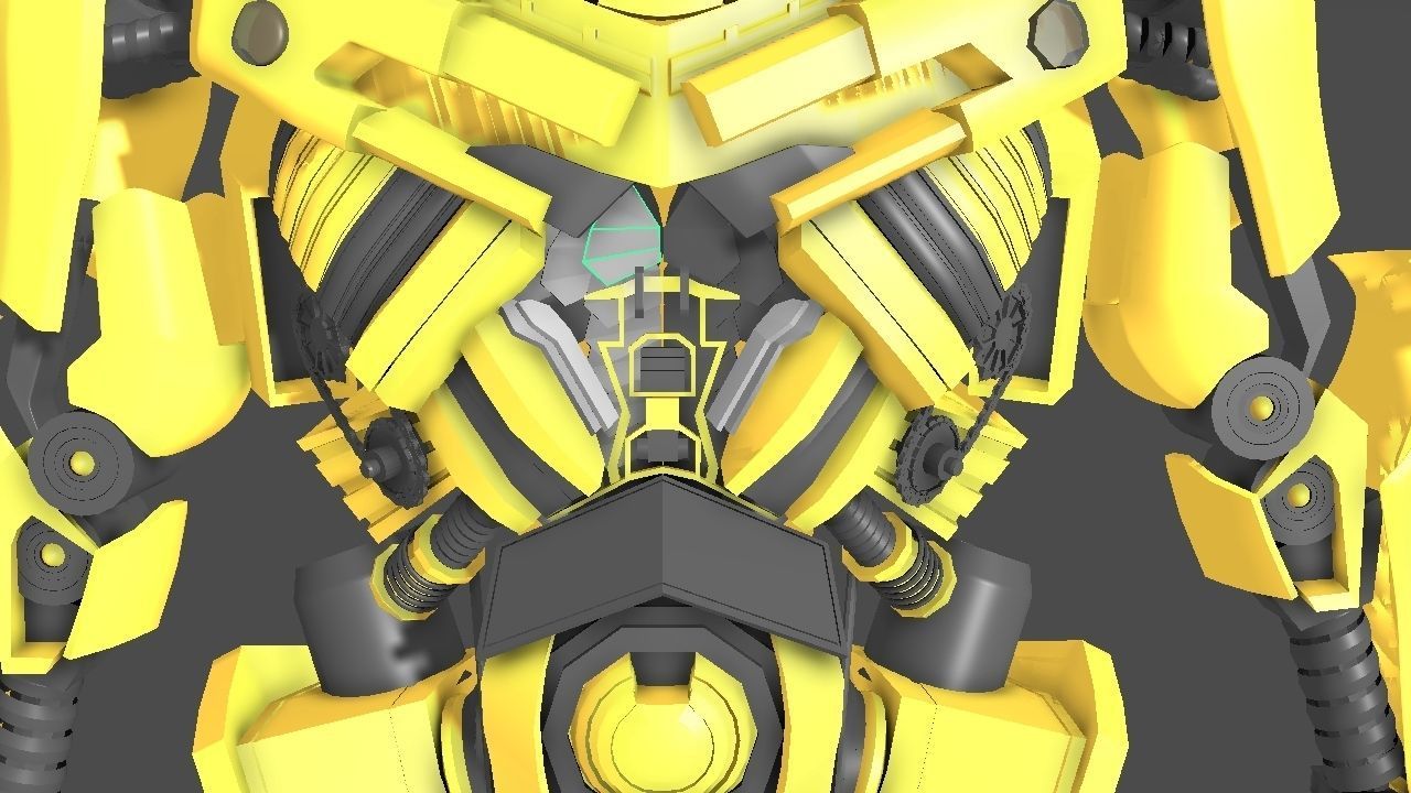 Bumblebee robot Low-poly 3D model_3