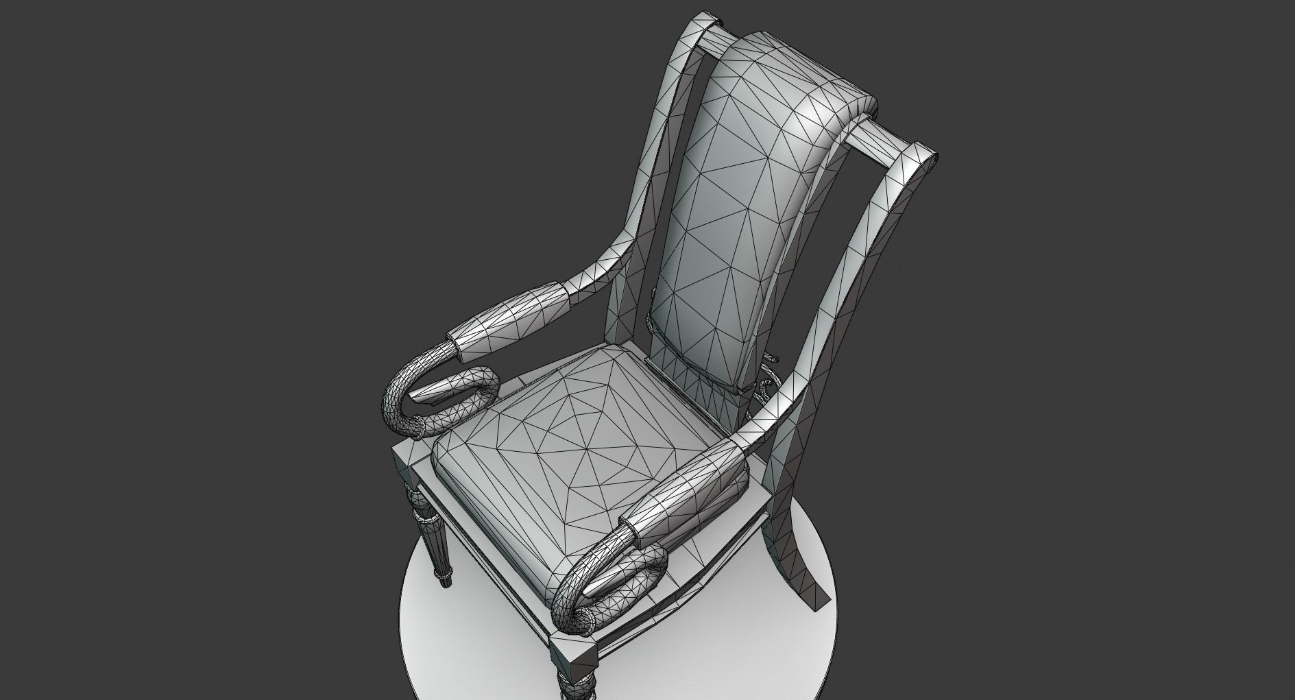 Vintage Wooden Chair Low-poly 3D model_5