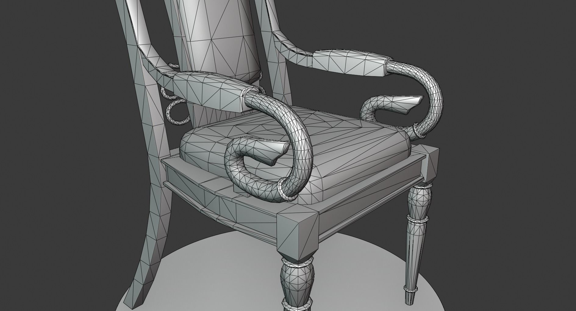 Vintage Wooden Chair Low-poly 3D model_3