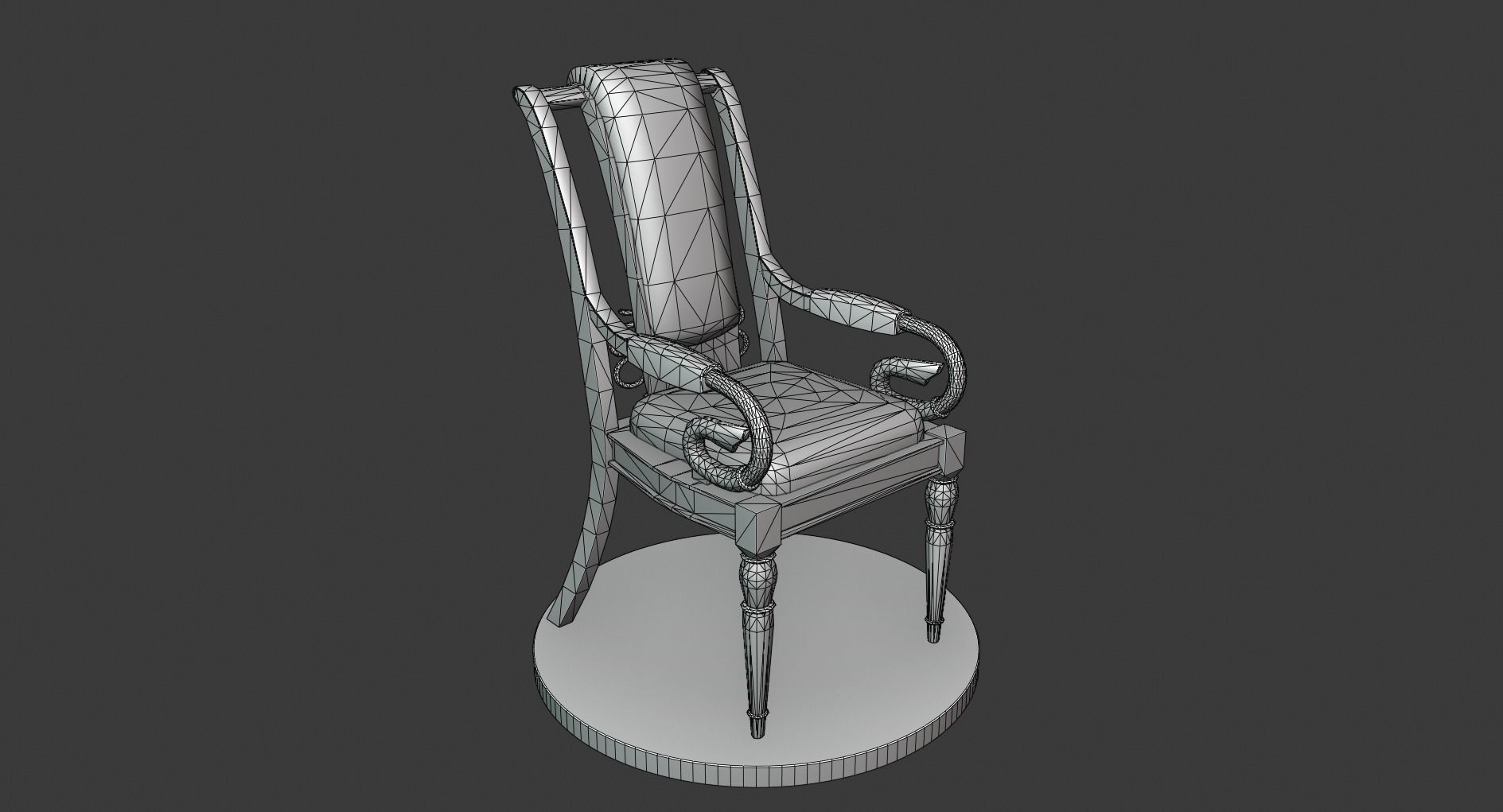 Vintage Wooden Chair Low-poly 3D model_1