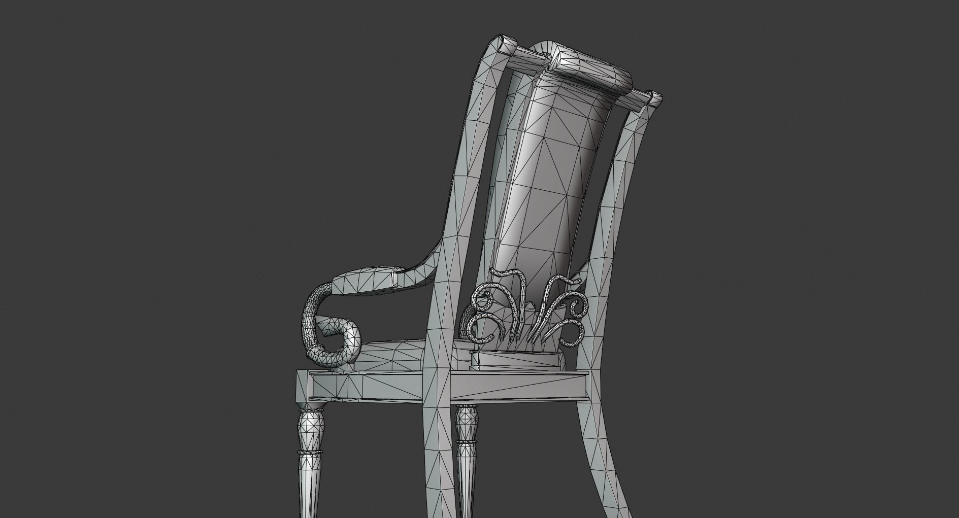 Vintage Wooden Chair Low-poly 3D model_7