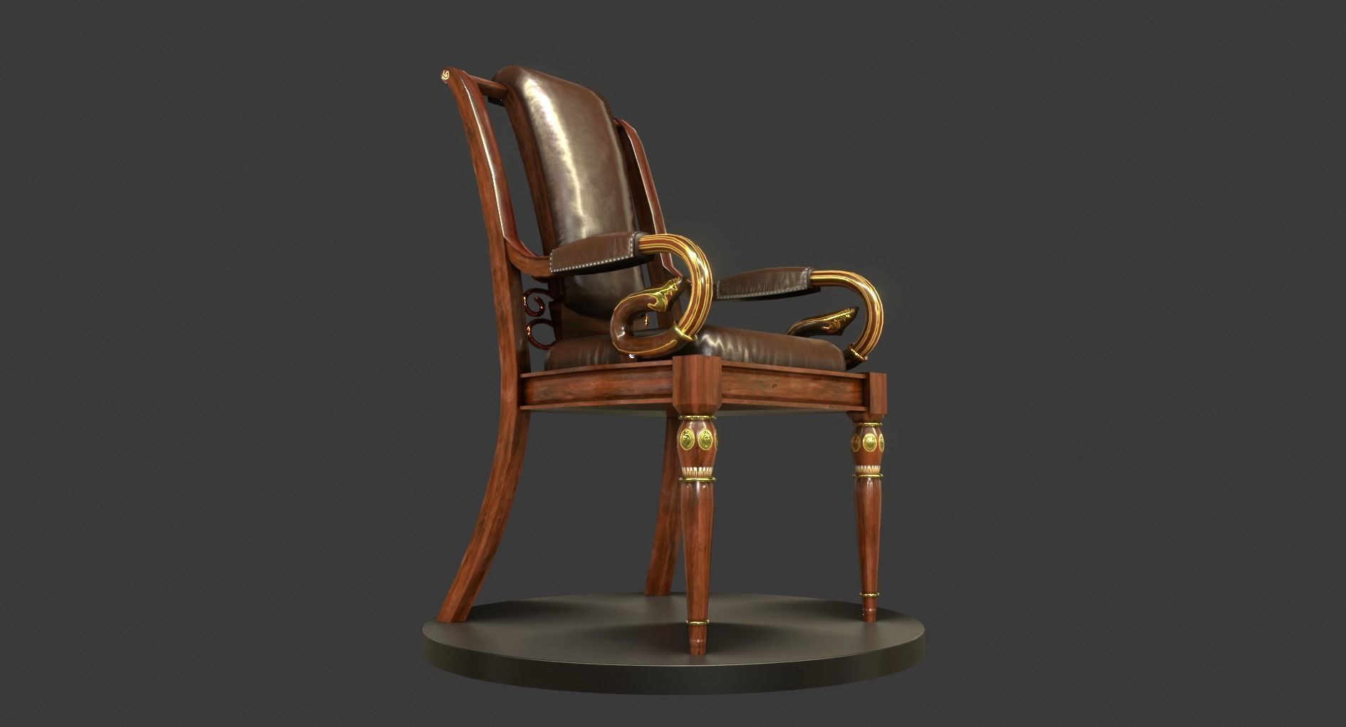 Vintage Wooden Chair Low-poly 3D model_10