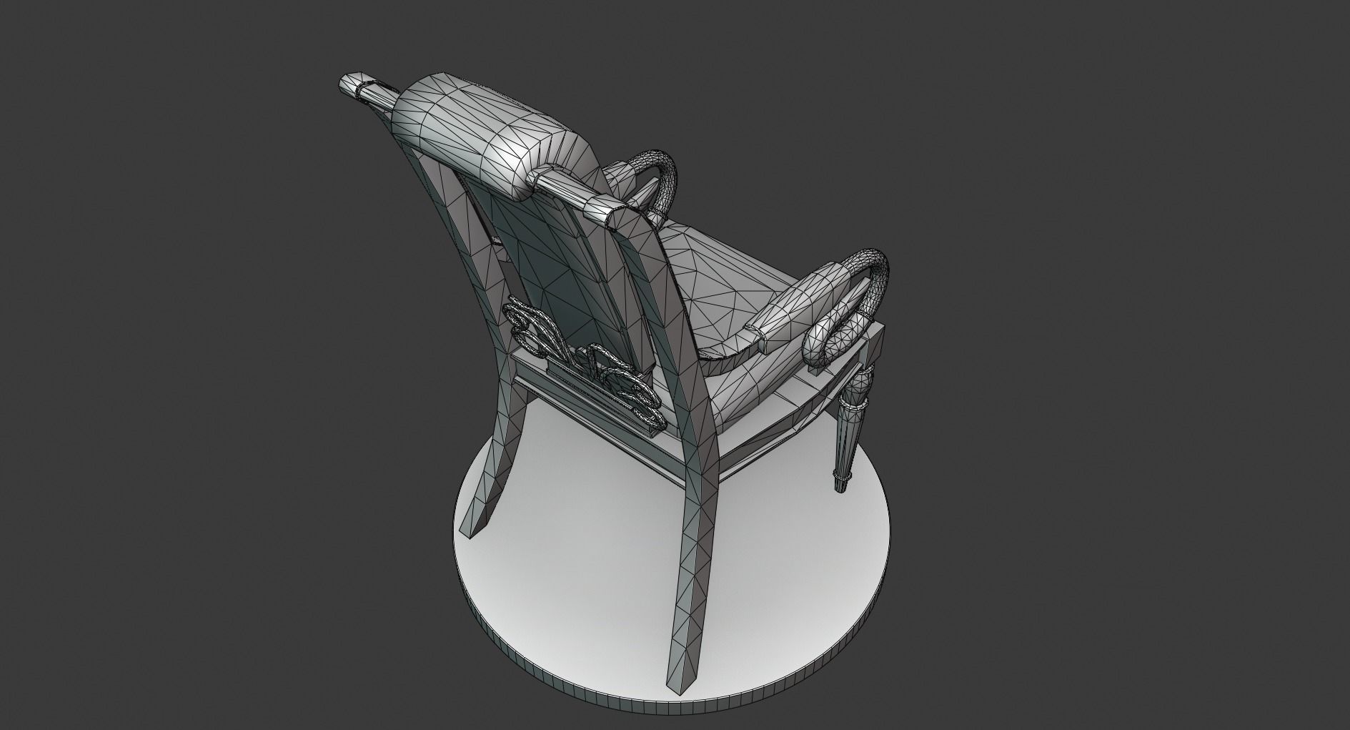 Vintage Wooden Chair Low-poly 3D model_9