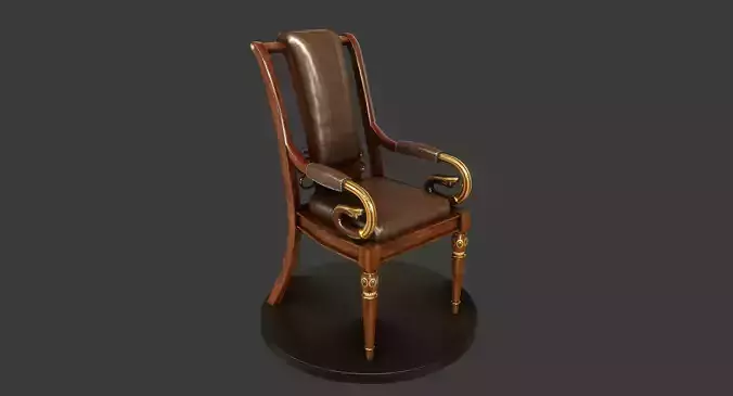 Vintage Wooden Chair Low-poly 3D model
