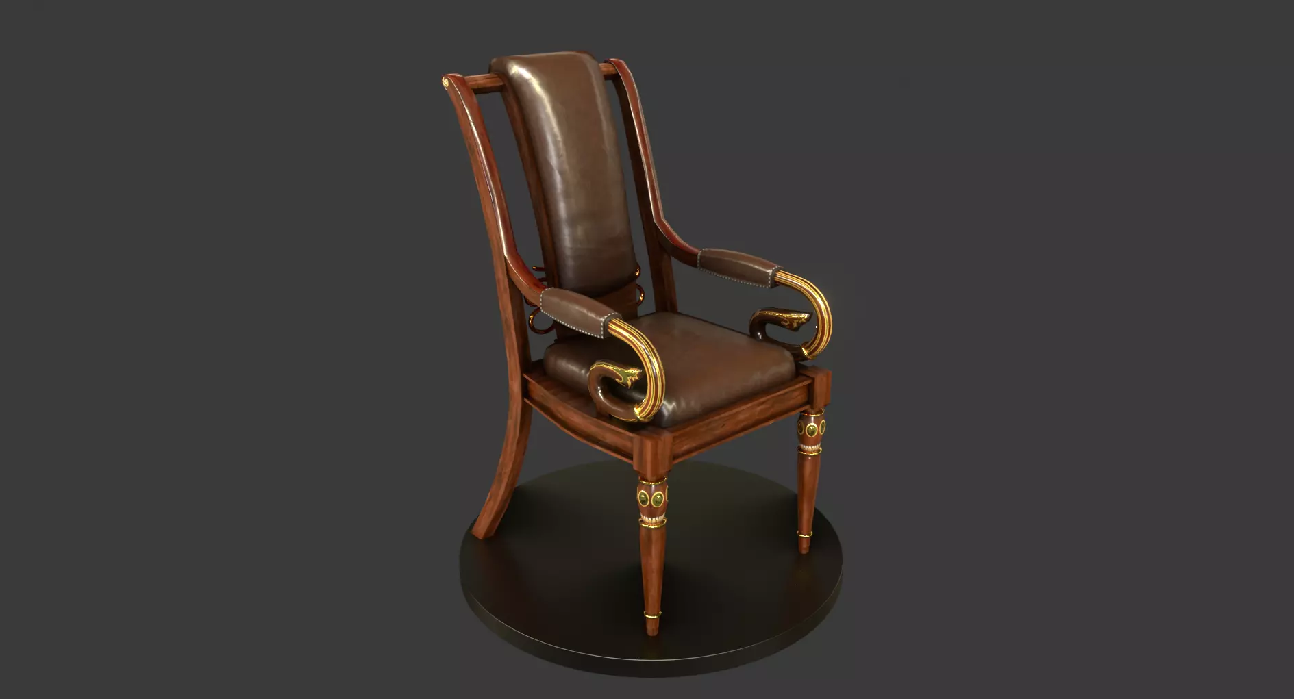Vintage Wooden Chair Low-poly 3D model_0