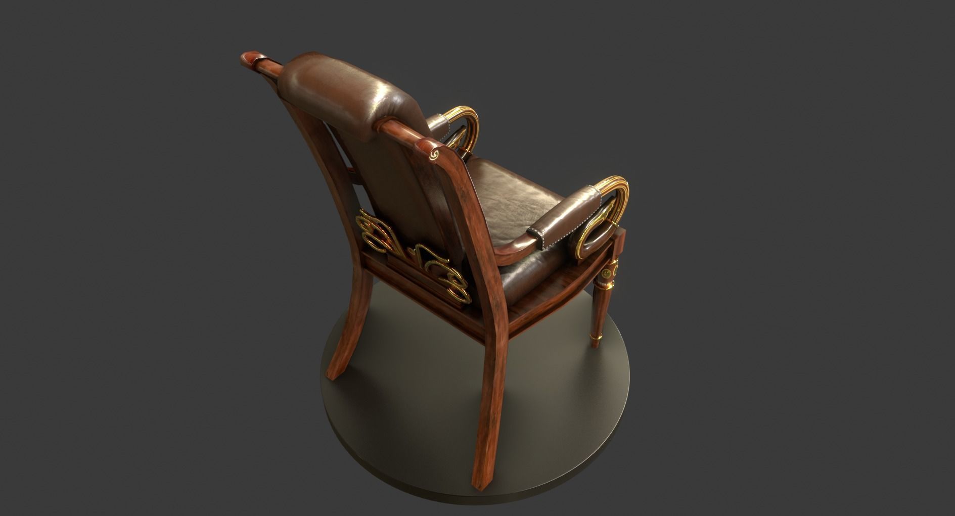 Vintage Wooden Chair Low-poly 3D model_8
