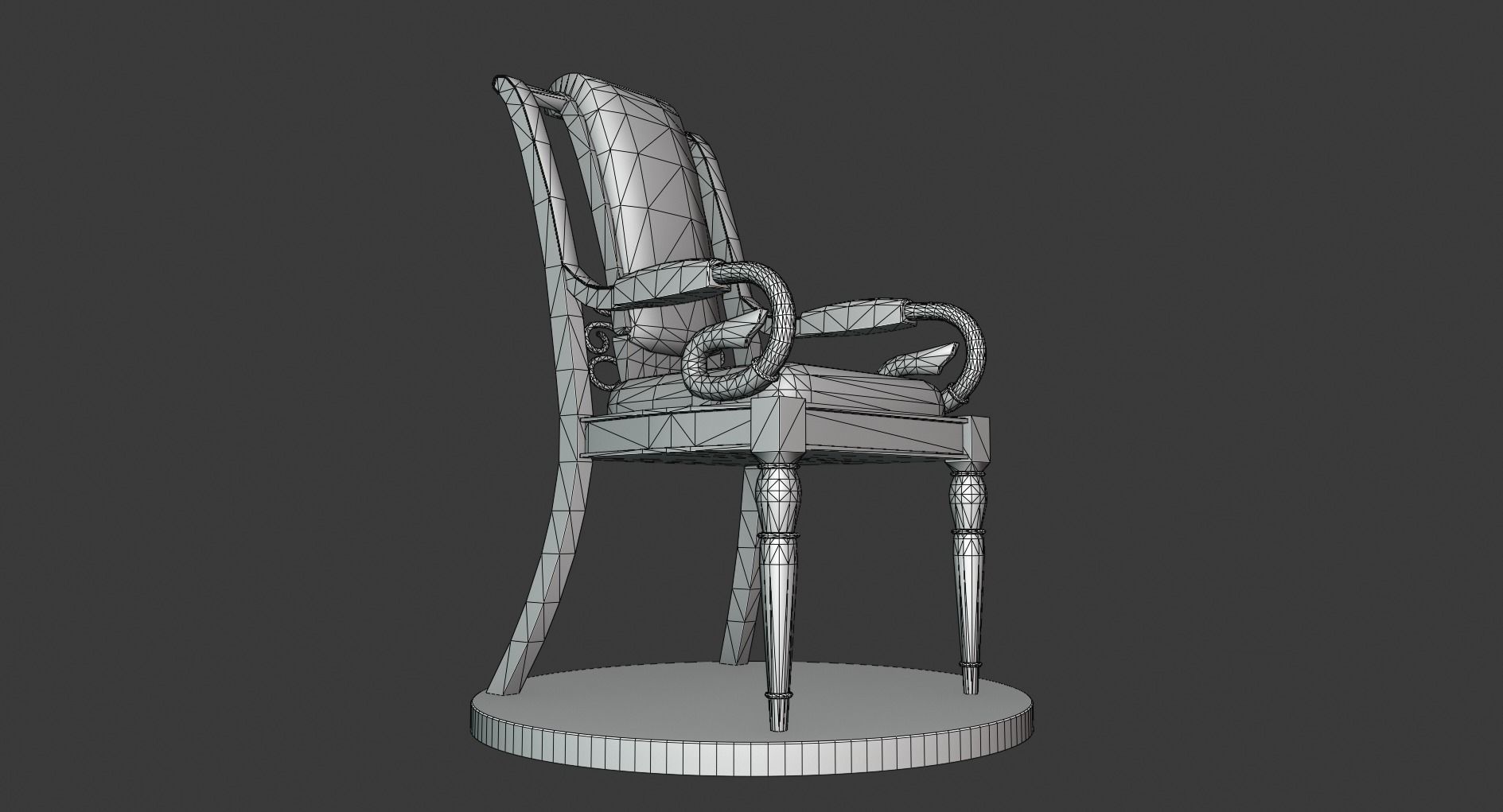 Vintage Wooden Chair Low-poly 3D model_11