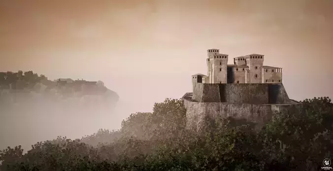 Low poly Castle Castello di Torrechiara