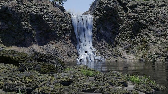 Waterfall Scene 3D model 3