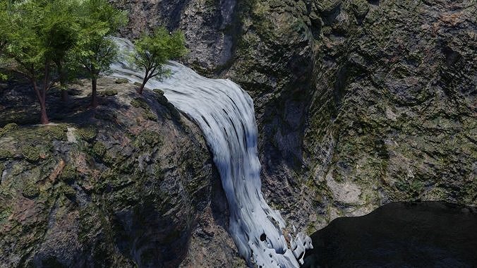 Waterfall Scene 3D model 6