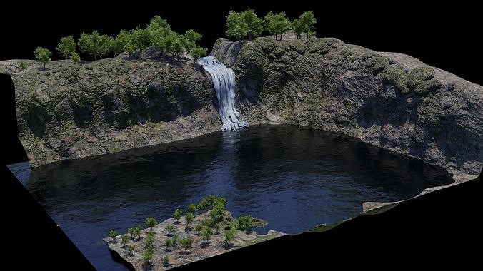 Waterfall Scene 3D model 7