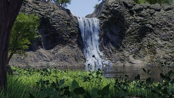Waterfall Scene 3D model 2