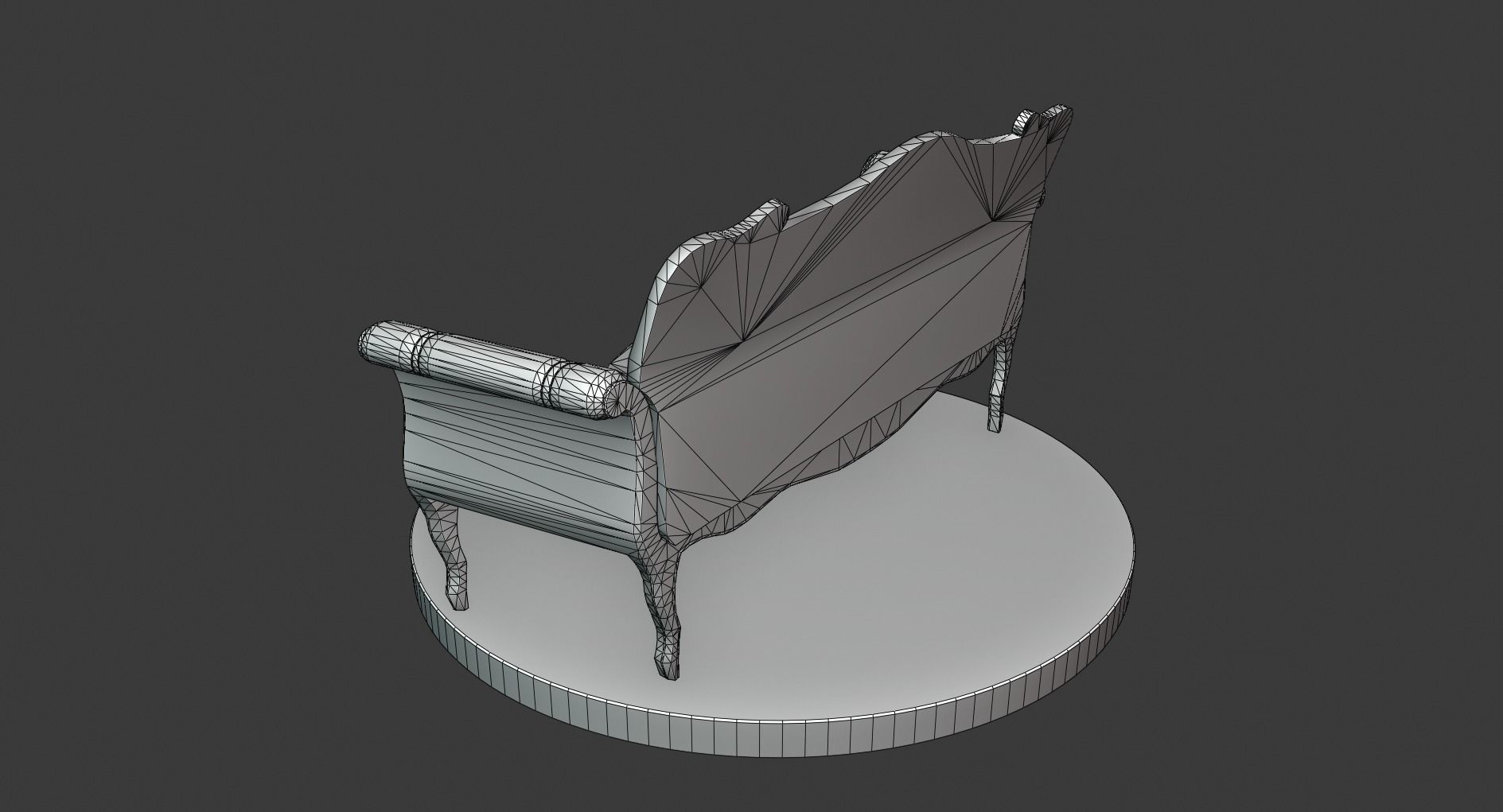 Vintage Wooden Sofa Low-poly 3D model_7