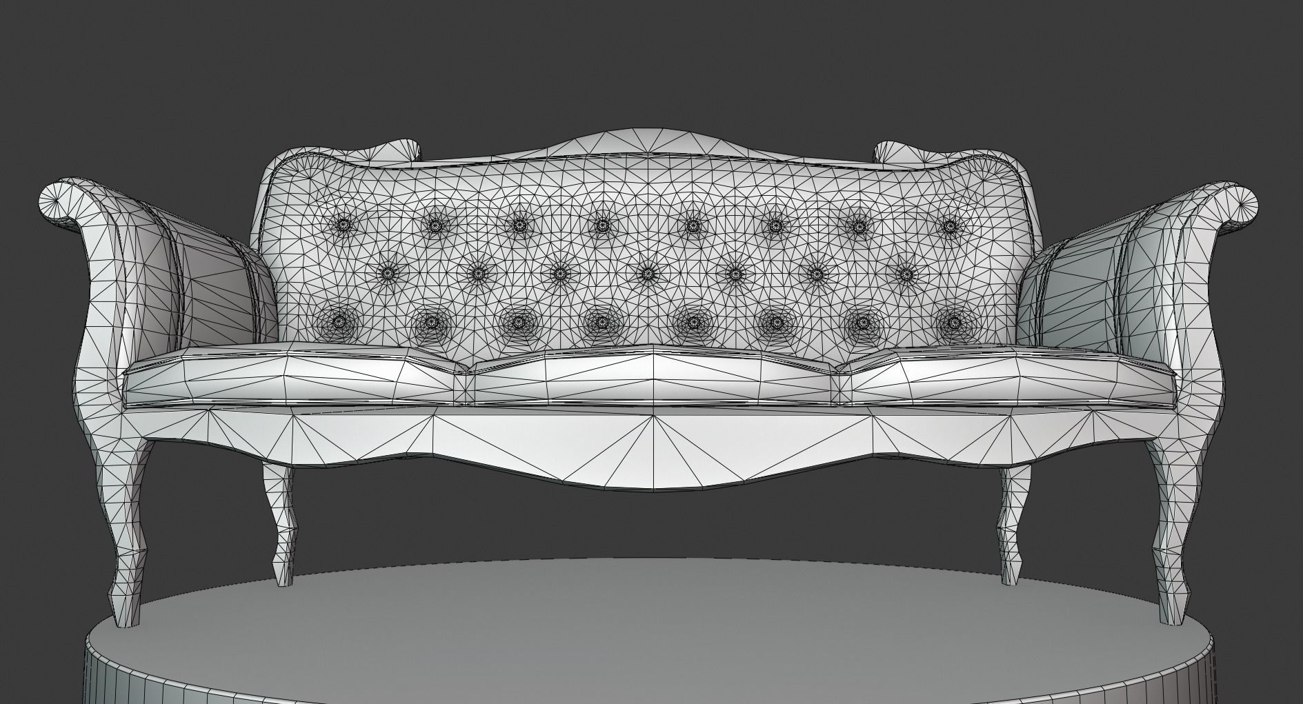 Vintage Wooden Sofa Low-poly 3D model_11