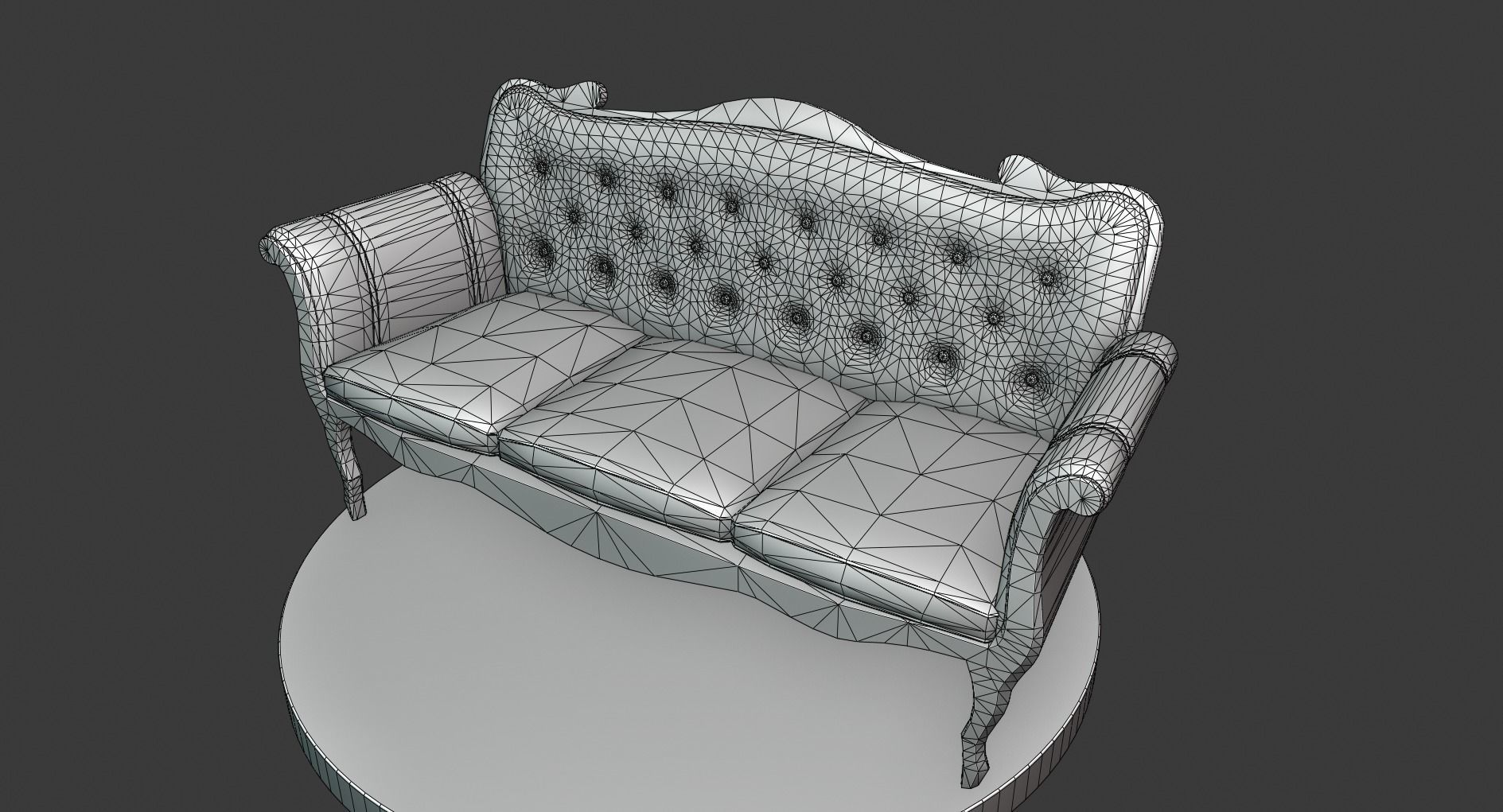 Vintage Wooden Sofa Low-poly 3D model_5