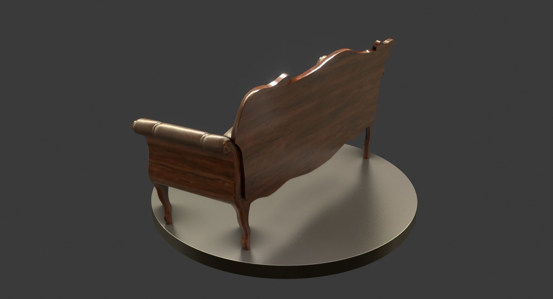 Vintage Wooden Sofa Low-poly 3D model_6
