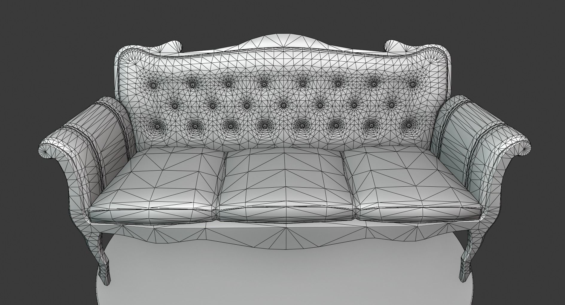 Vintage Wooden Sofa Low-poly 3D model_3