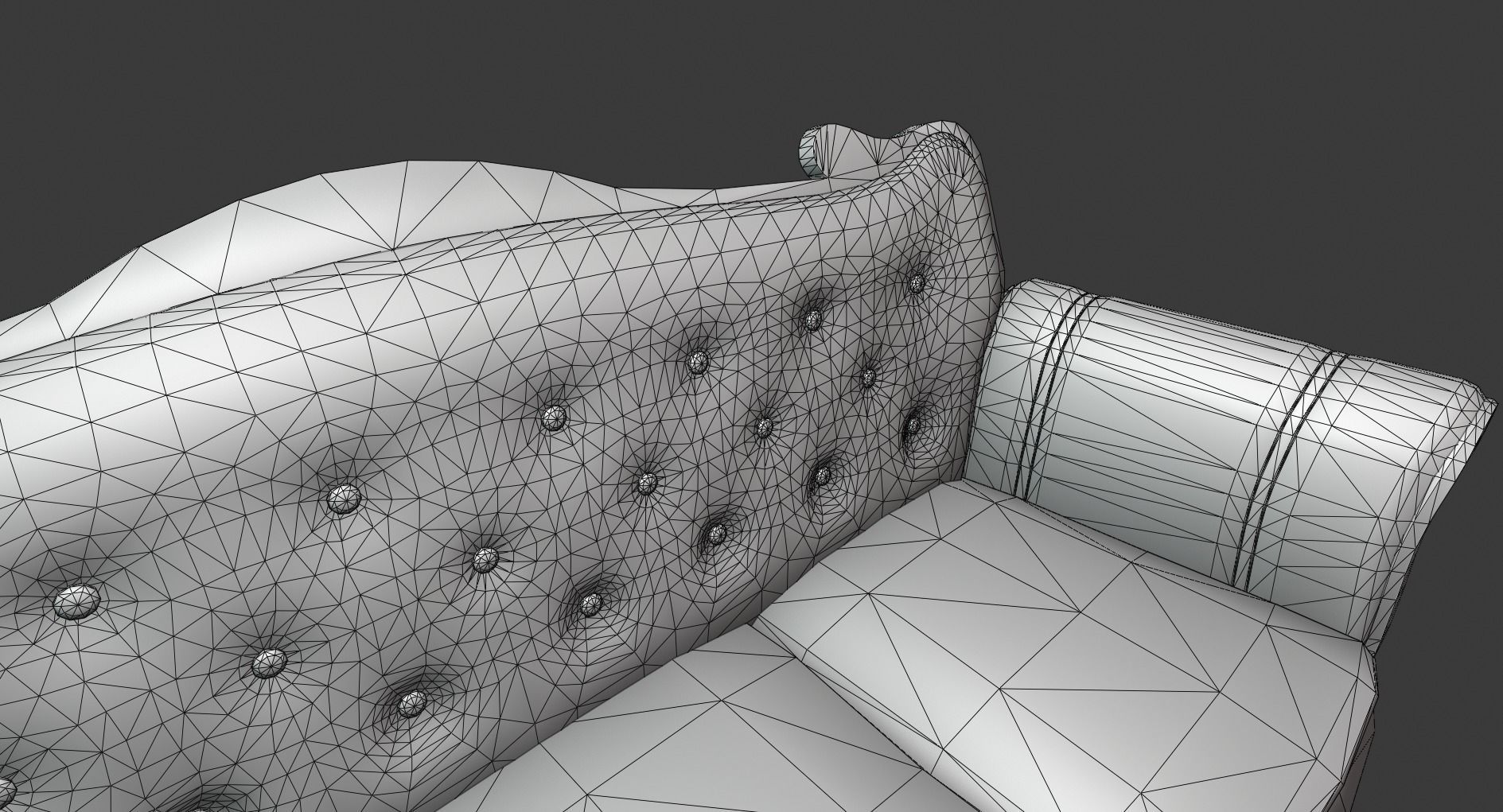 Vintage Wooden Sofa Low-poly 3D model_13