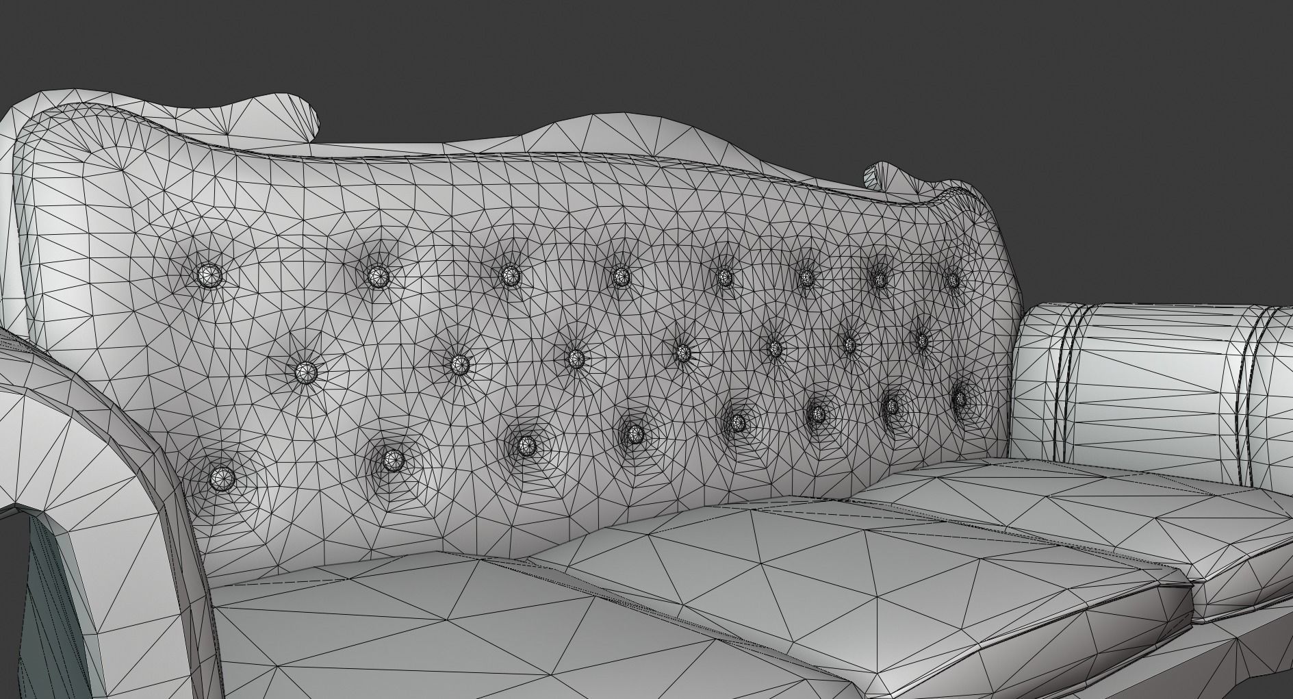 Vintage Wooden Sofa Low-poly 3D model_9
