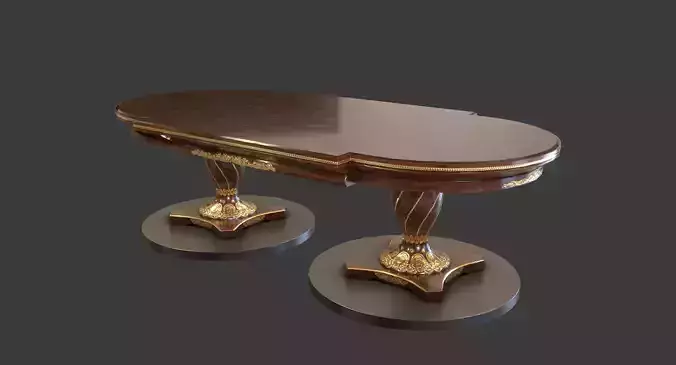 Vintage Wooden Table Low-poly 3D model