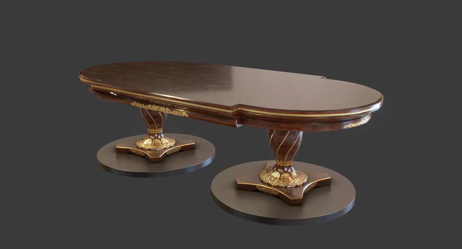 Vintage Wooden Table Low-poly 3D model_0