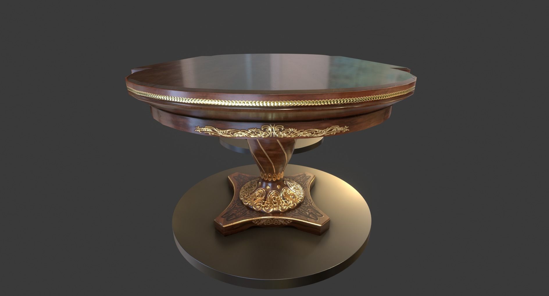 Vintage Wooden Table Low-poly 3D model_12