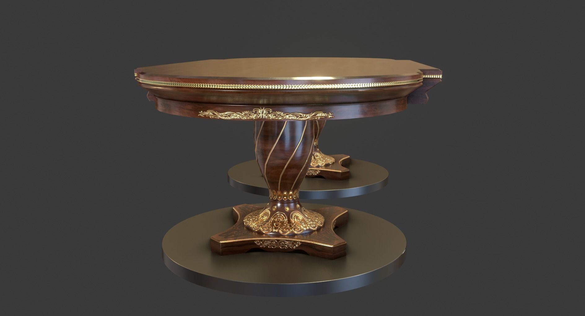 Vintage Wooden Table Low-poly 3D model_2